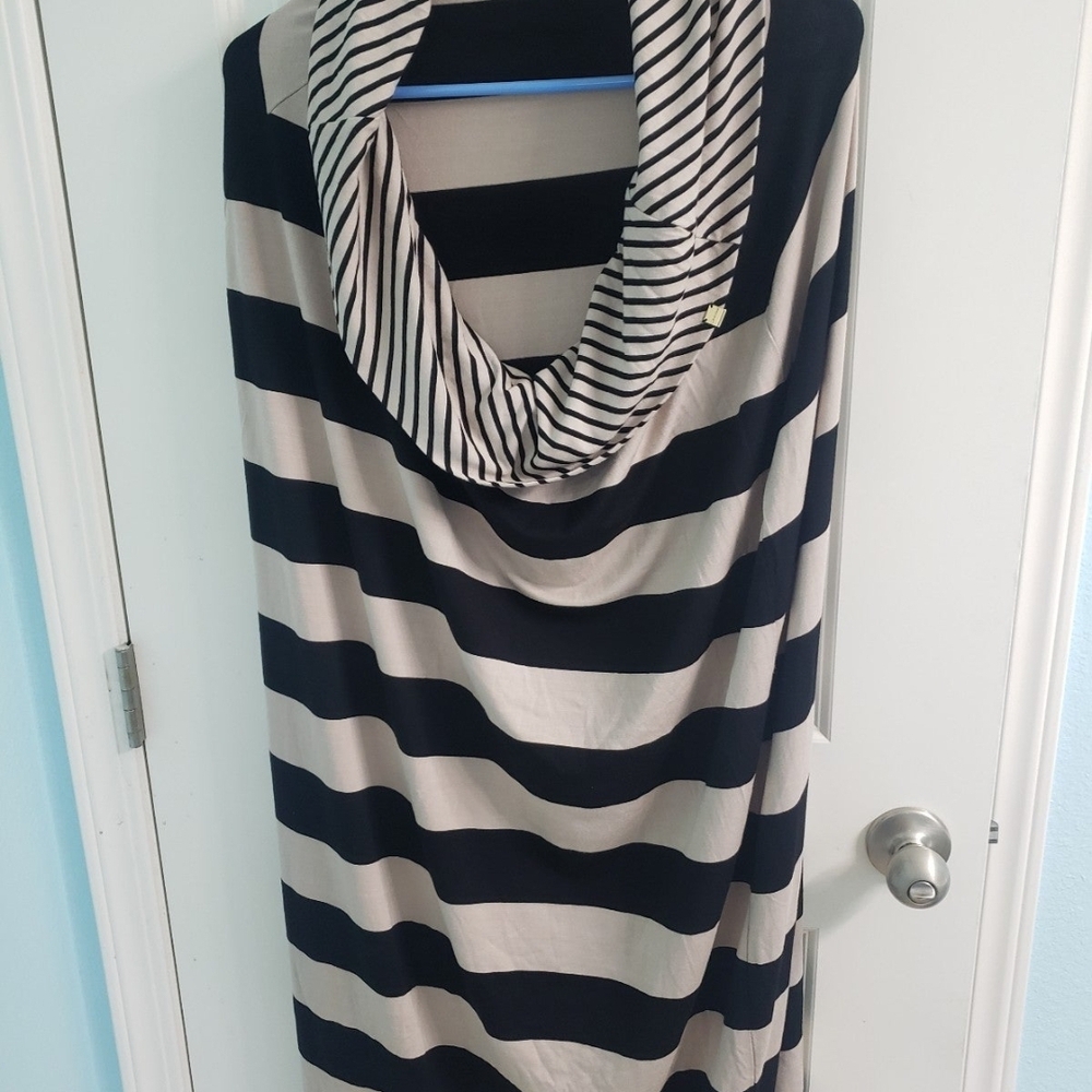 Calvin Klein Black and Cream Patterned Skirt, XL